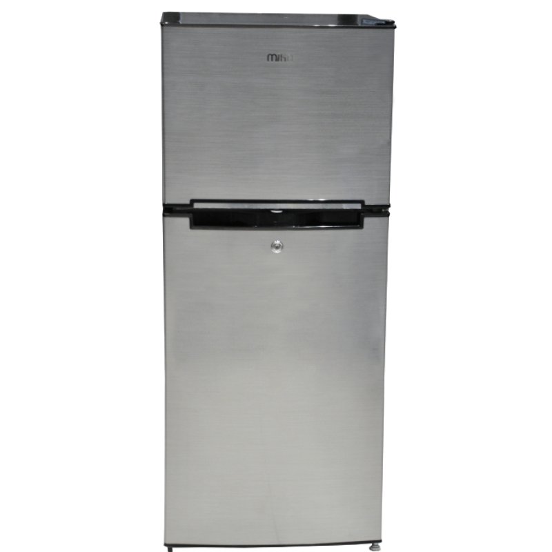 Capacity: 118 Litres Power: 80W Double door VC Filter – Germ Buster Cool Pack – Maintains cold during power cuts Glass shelves Large freezer section Twist Ice tray provided Egg Tray Large vegetable box Lock & Key CFC Free Defrost Function High voltage tolerance compressor 220V-240V Line Silver Dark