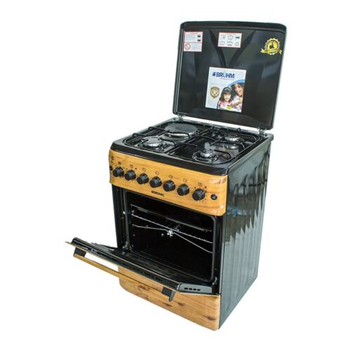 Bruhm BGI 66M31ORNN, 3 Gas Burners+1 Hot Plate Cooker - Wood Color
