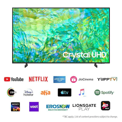 Samsung 85″ CU8000 Crystal 4K UHD Smart TV – 85CU8000 (New Model – 2023)