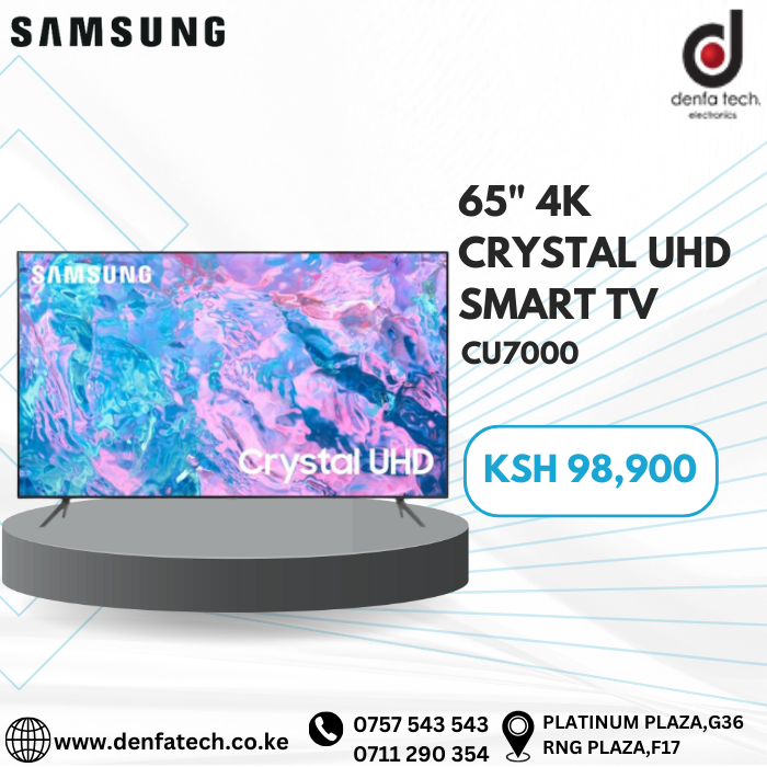 Samsung 65 Inch CU7000 4K Crystal UHD Smart TV (2023) 65CU7000